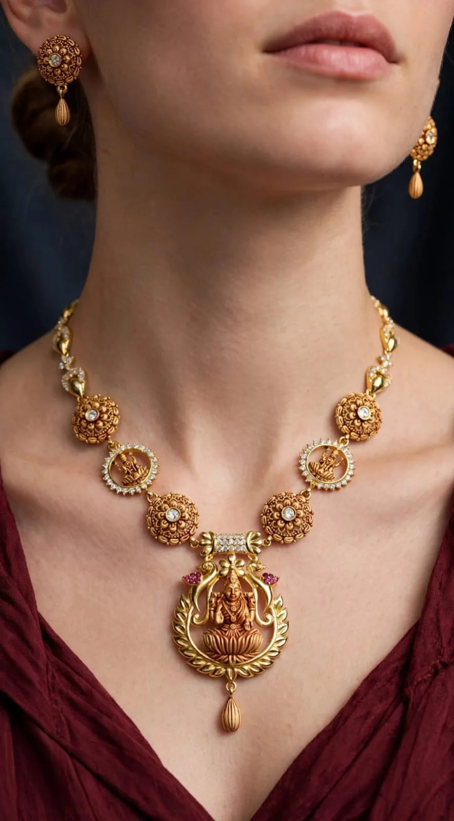 Gold-plated Rosette Lakshmi Necklace