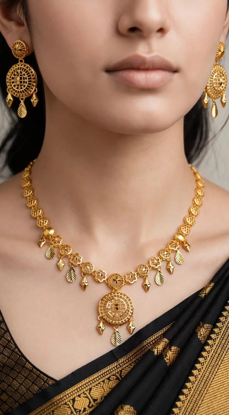 Gold-plated Filigree Leaf Drop Necklace