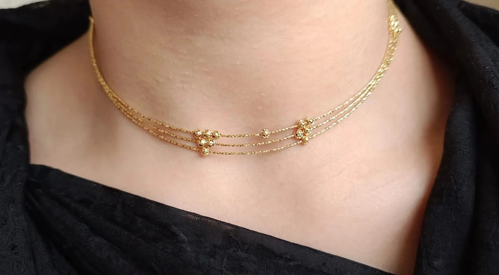 Gold-plated Beaded Strand Choker