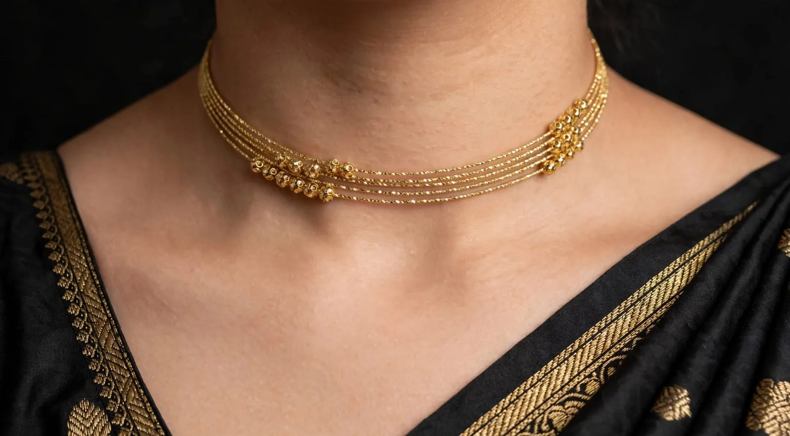 Gold-plated Bead Cluster Choker