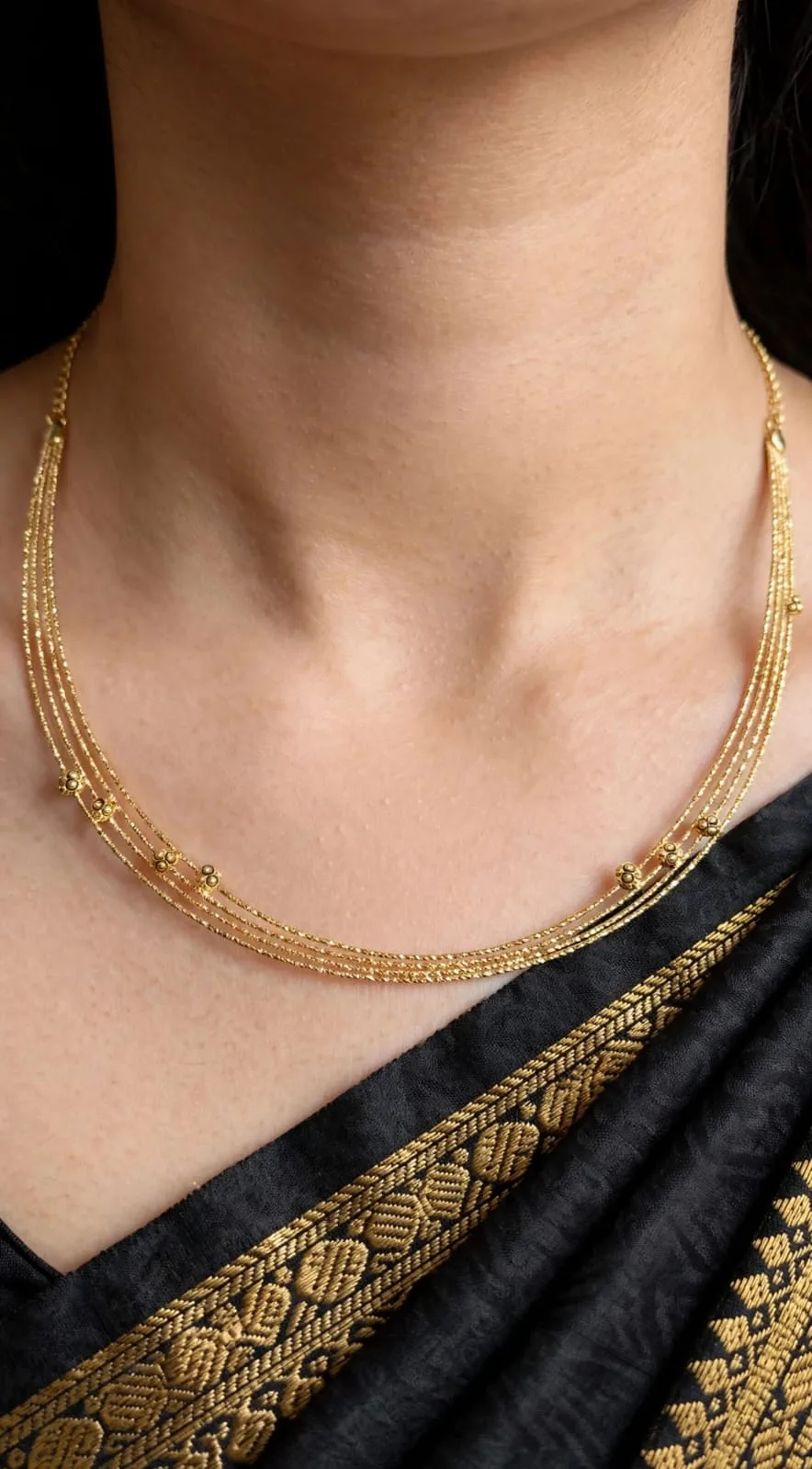 Gold-plated Fine Layered Chain Necklace