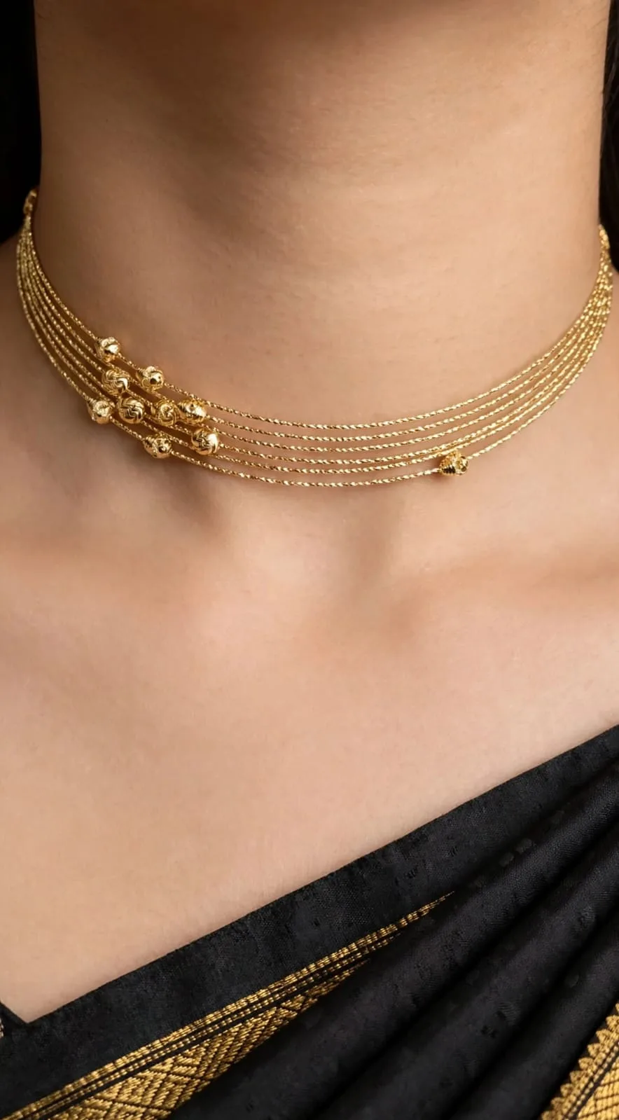 Gold-plated Side Cluster Choker