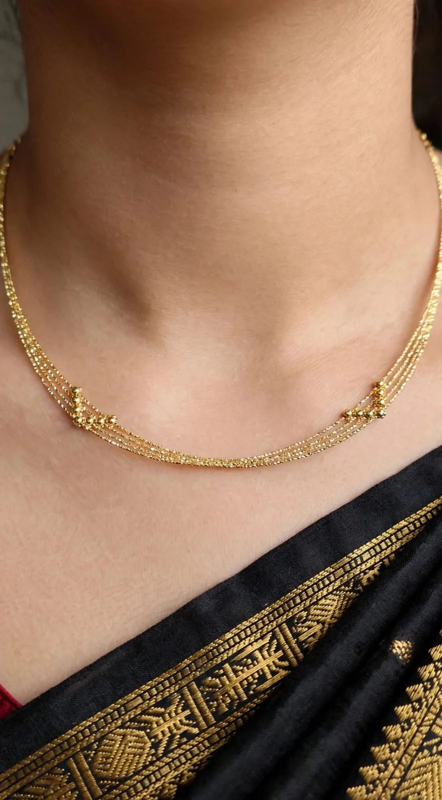 Gold-plated Fine Strand Bead Necklace