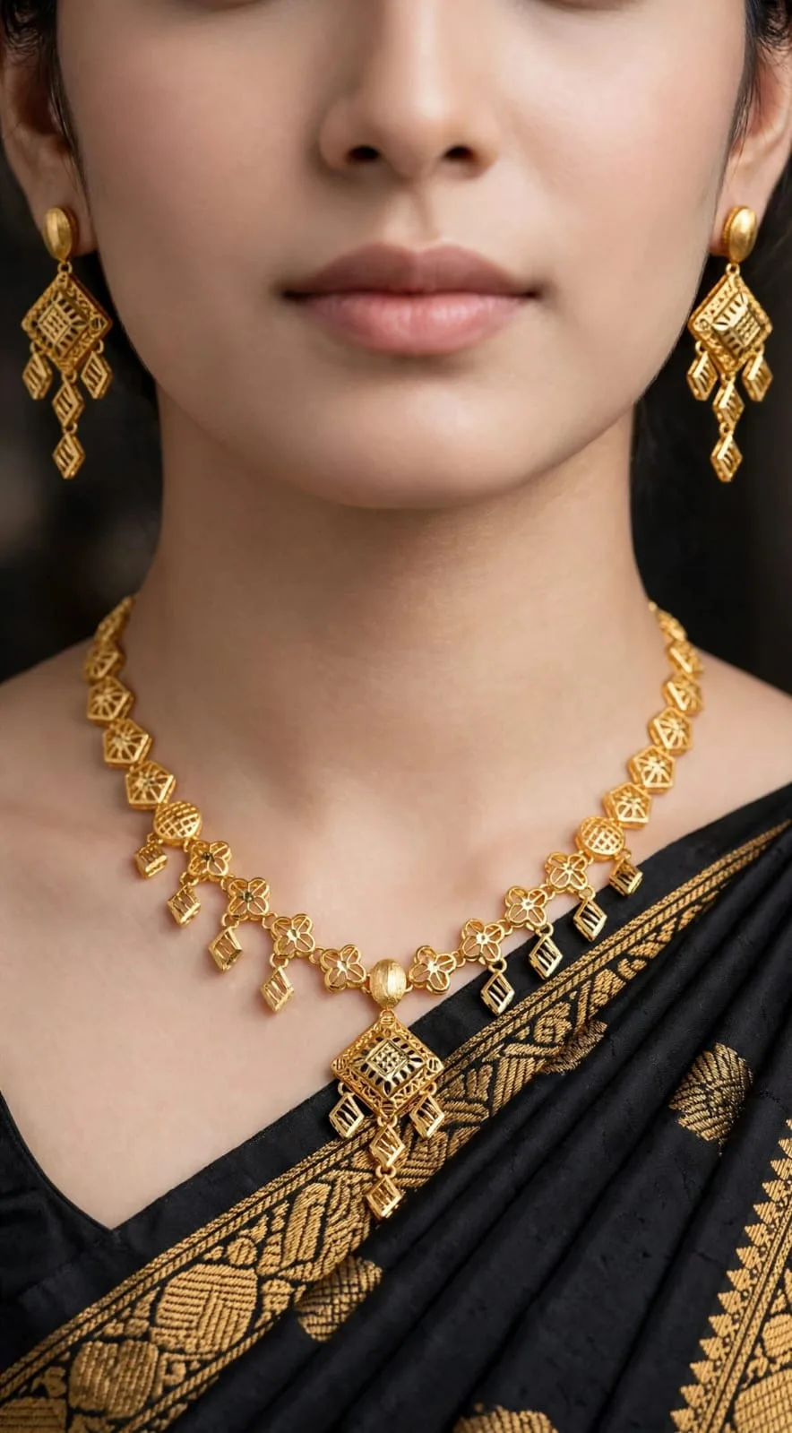 Gold-plated Filigree Fringe Necklace