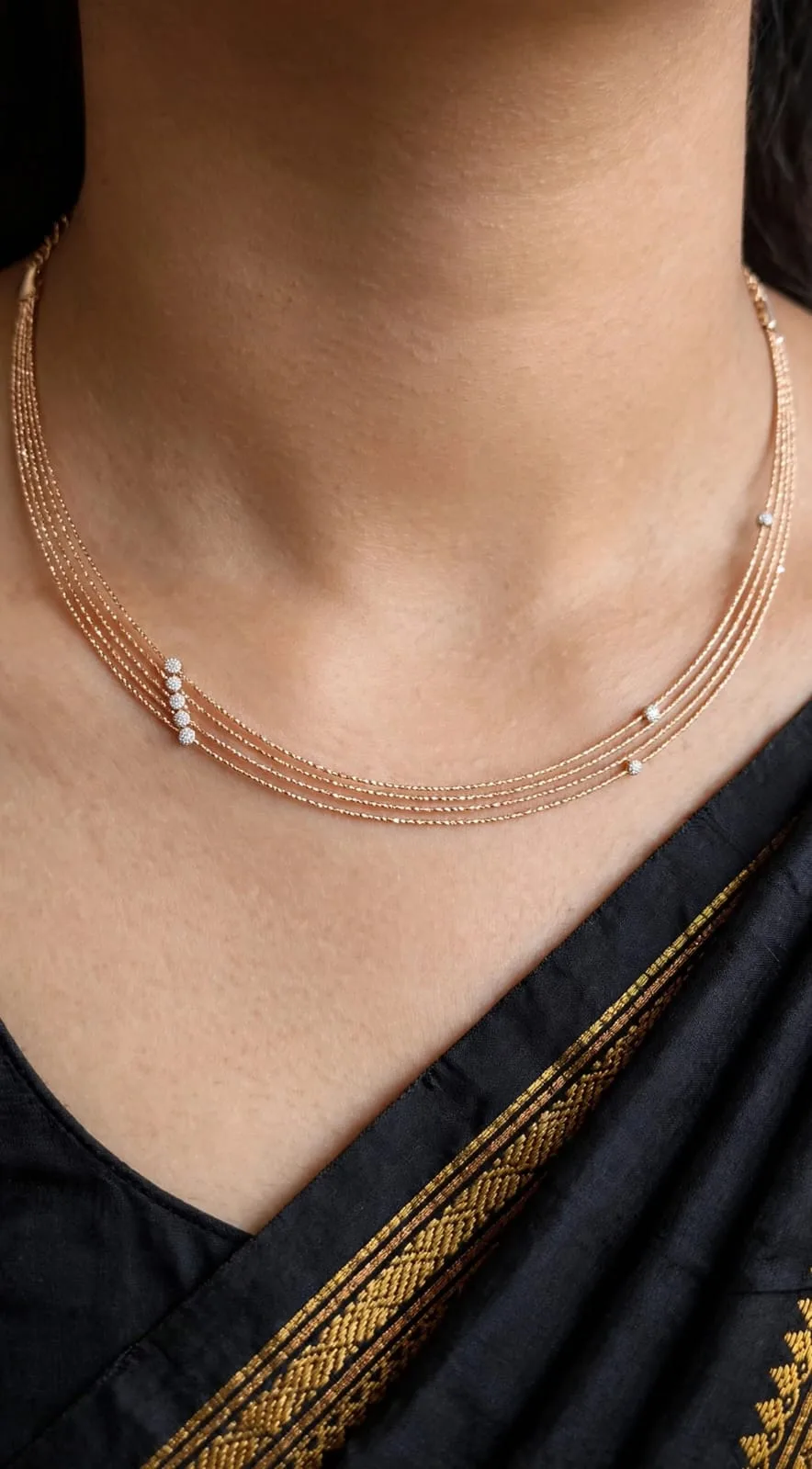 Rose Gold-plated Layered CZ Necklace