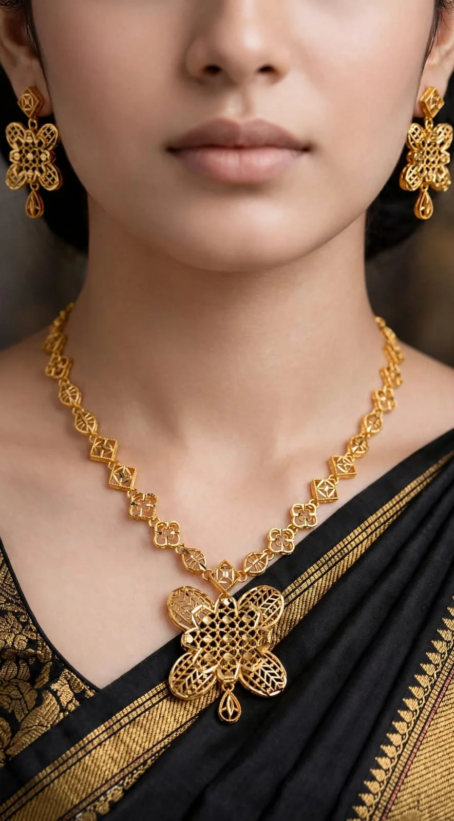 Gold-plated Filigree Butterfly Necklace