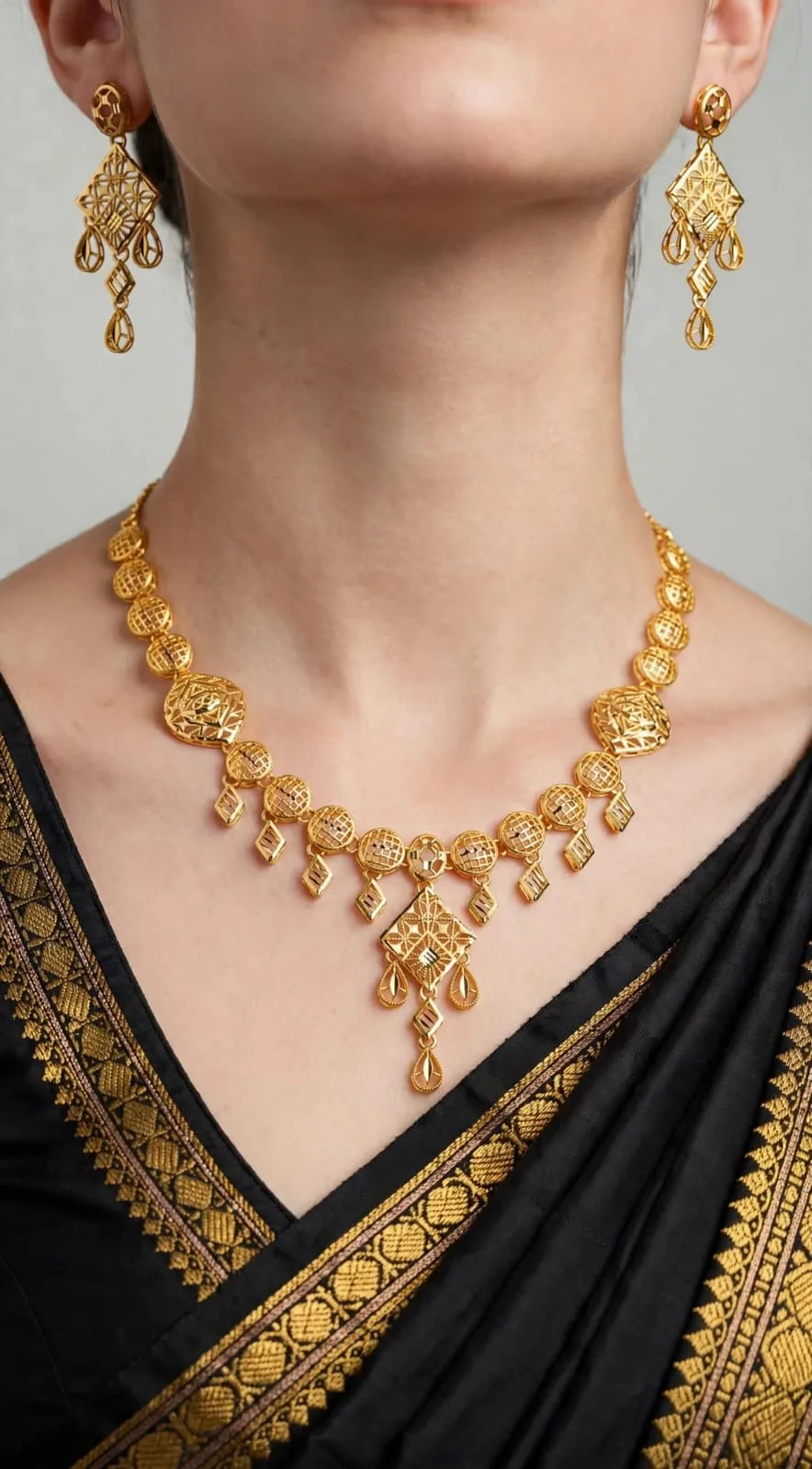Gold-plated Filigree Rhombus Fringe Set