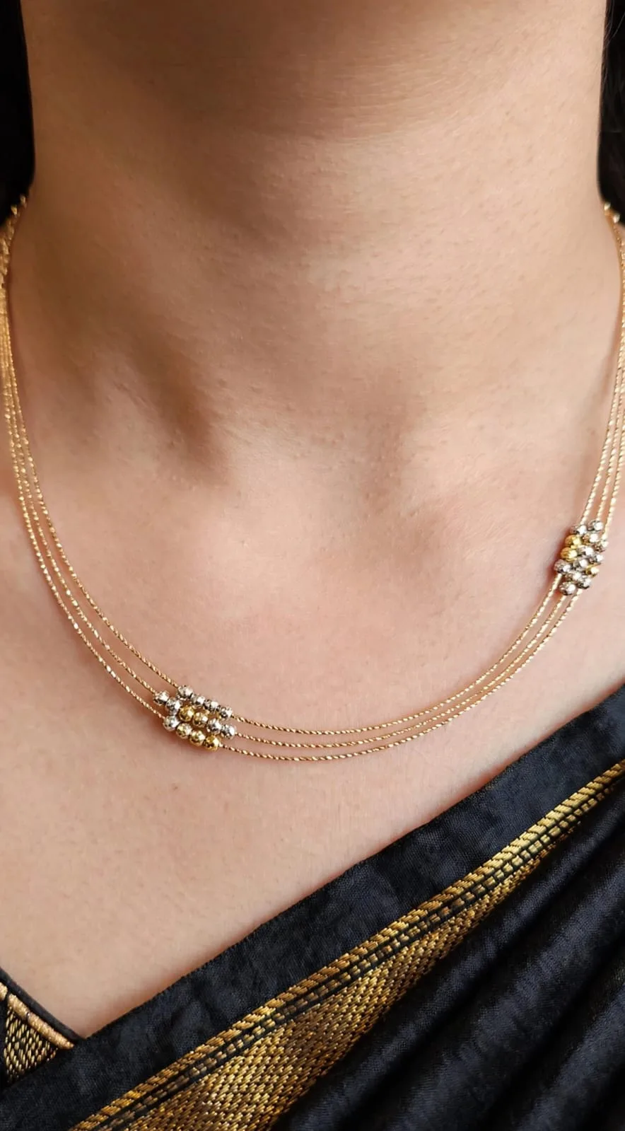 Gold-plated CZ Bead Strand Necklace
