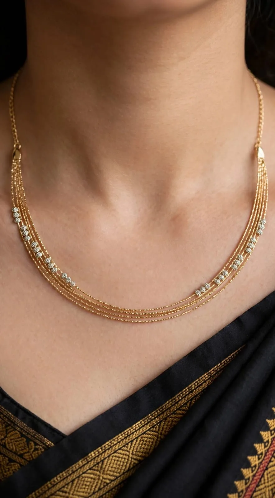 Gold-plated Pearl Bead Layered Necklace