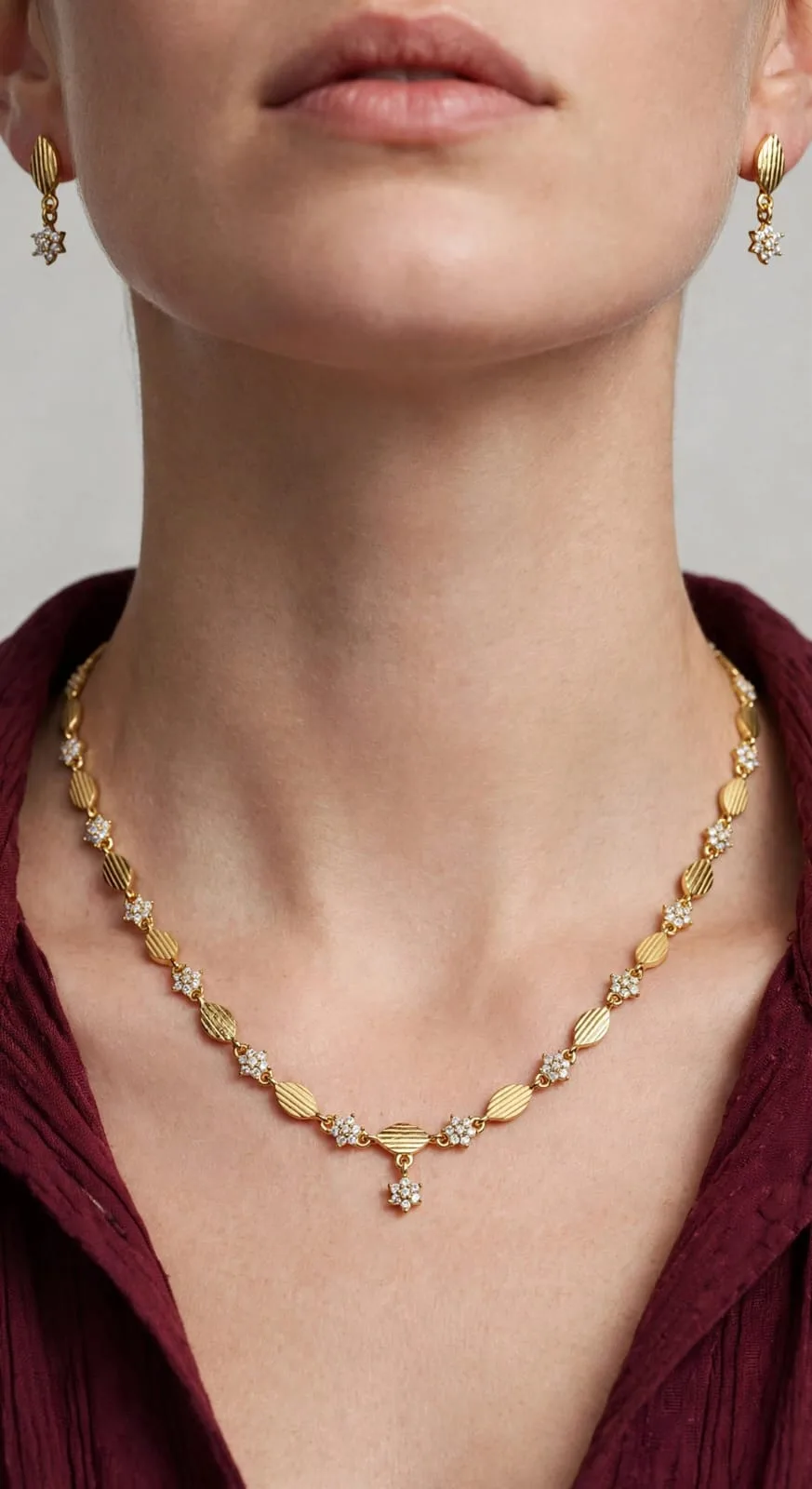 Gold-plated Marquise & CZ Necklace
