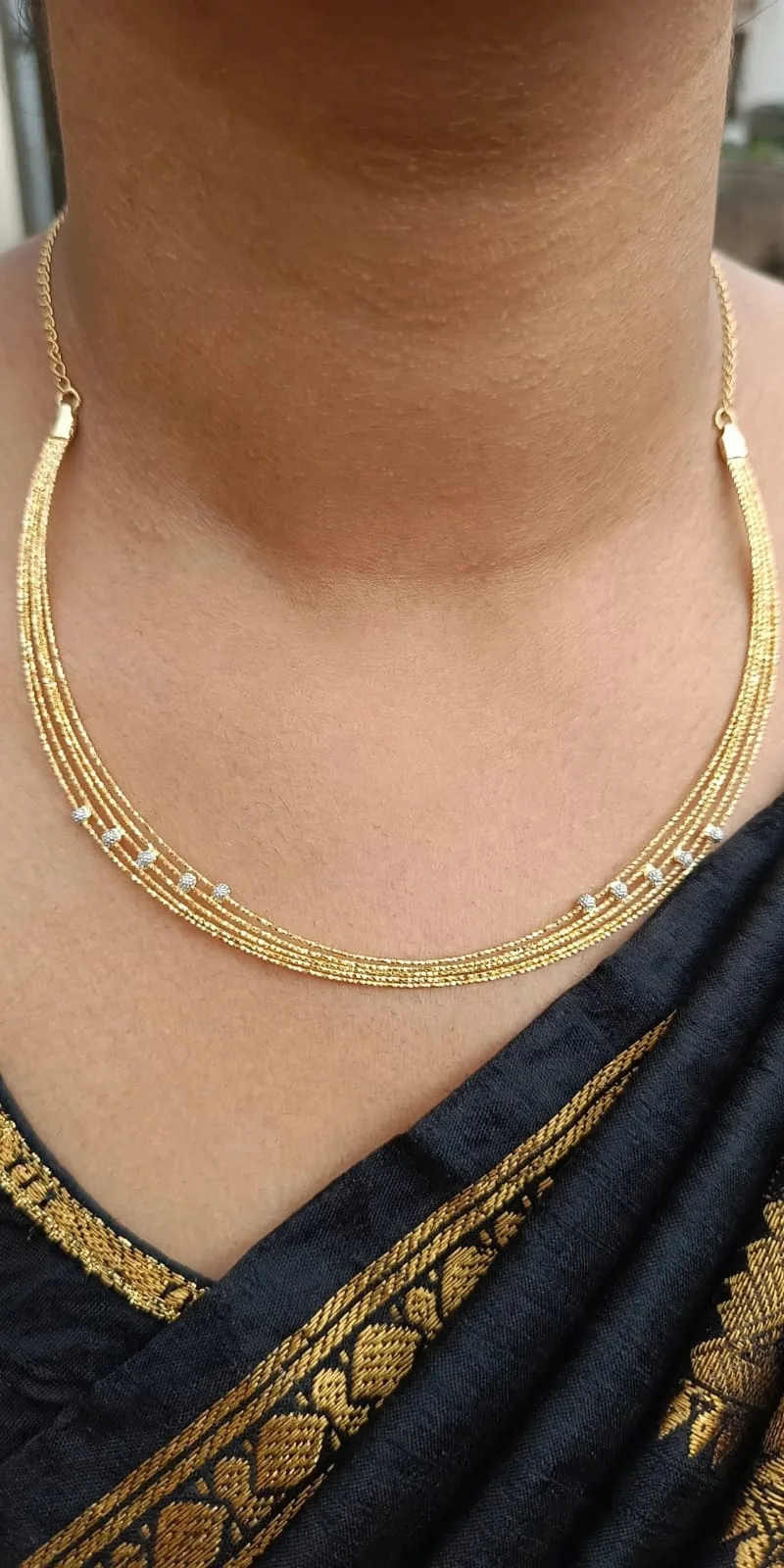 Gold-plated Pearl Station Necklace