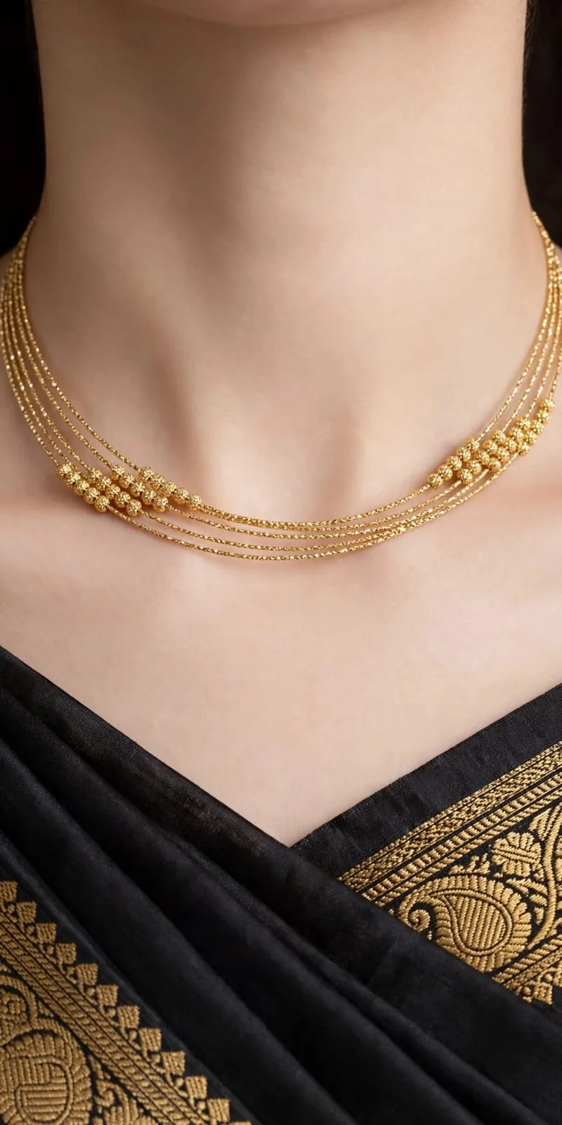 Gold-plated Bead Cluster Layer Necklace