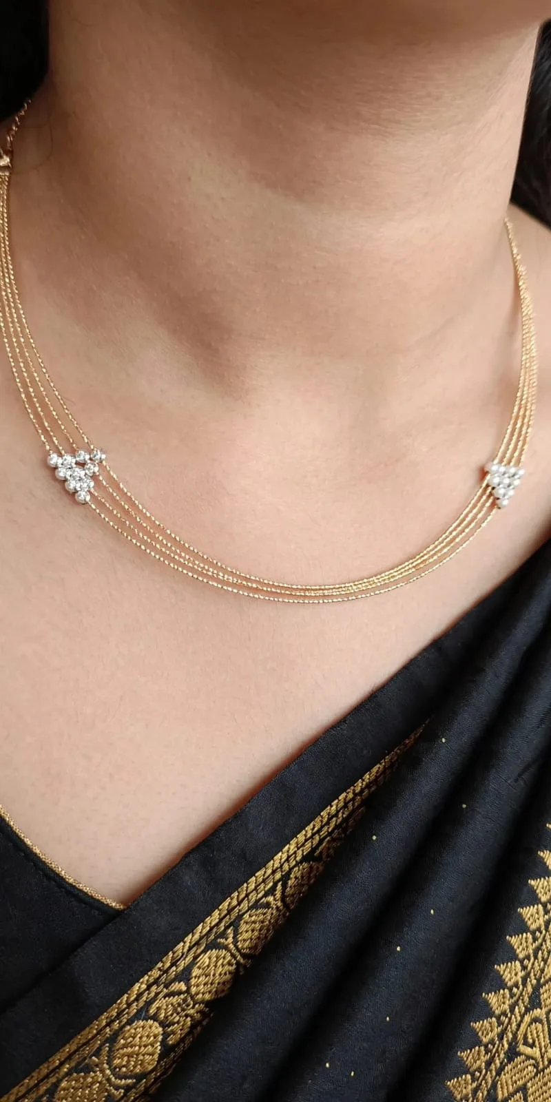 Gold-plated CZ Triangle Layered Necklace
