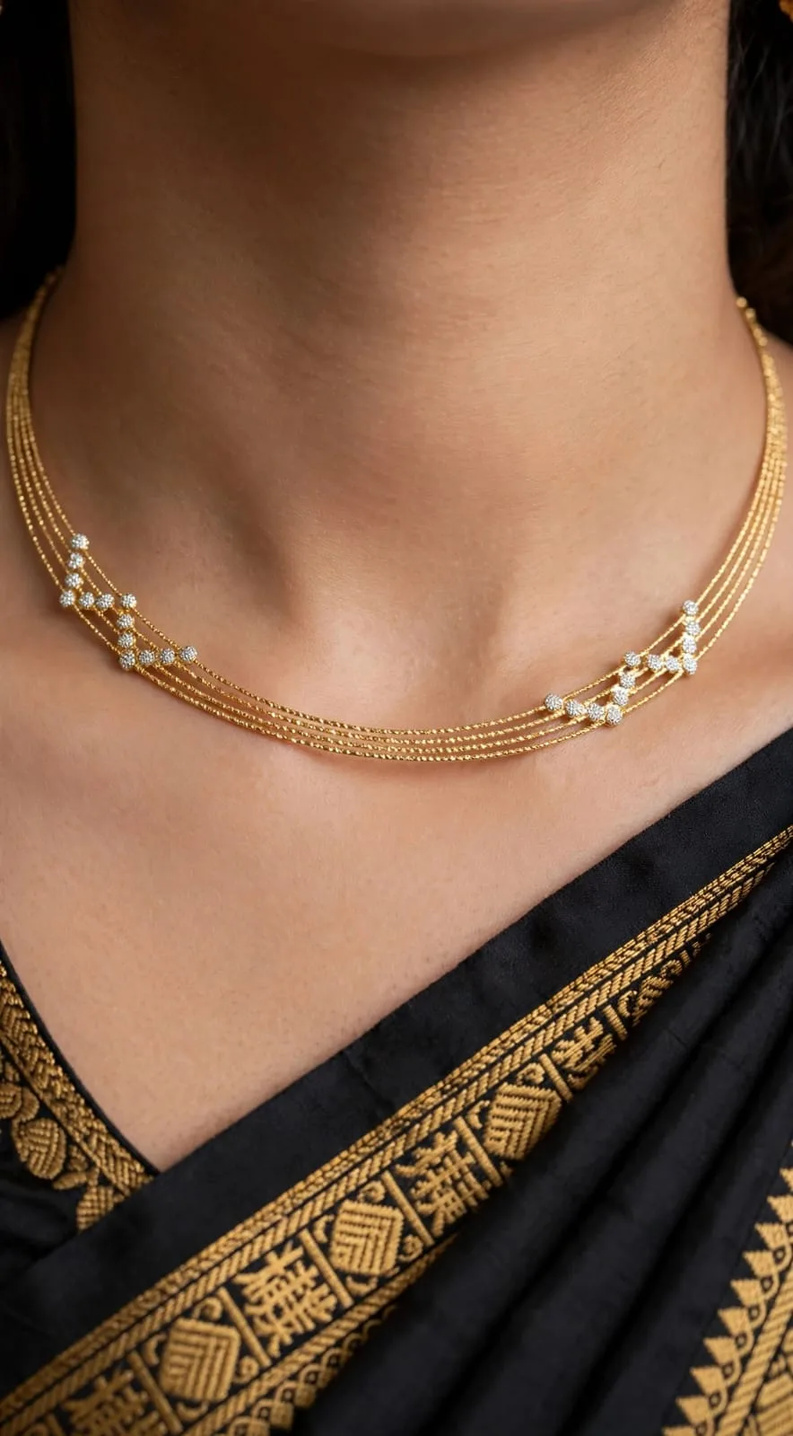 Gold-plated Pearl Cluster Layer Necklace