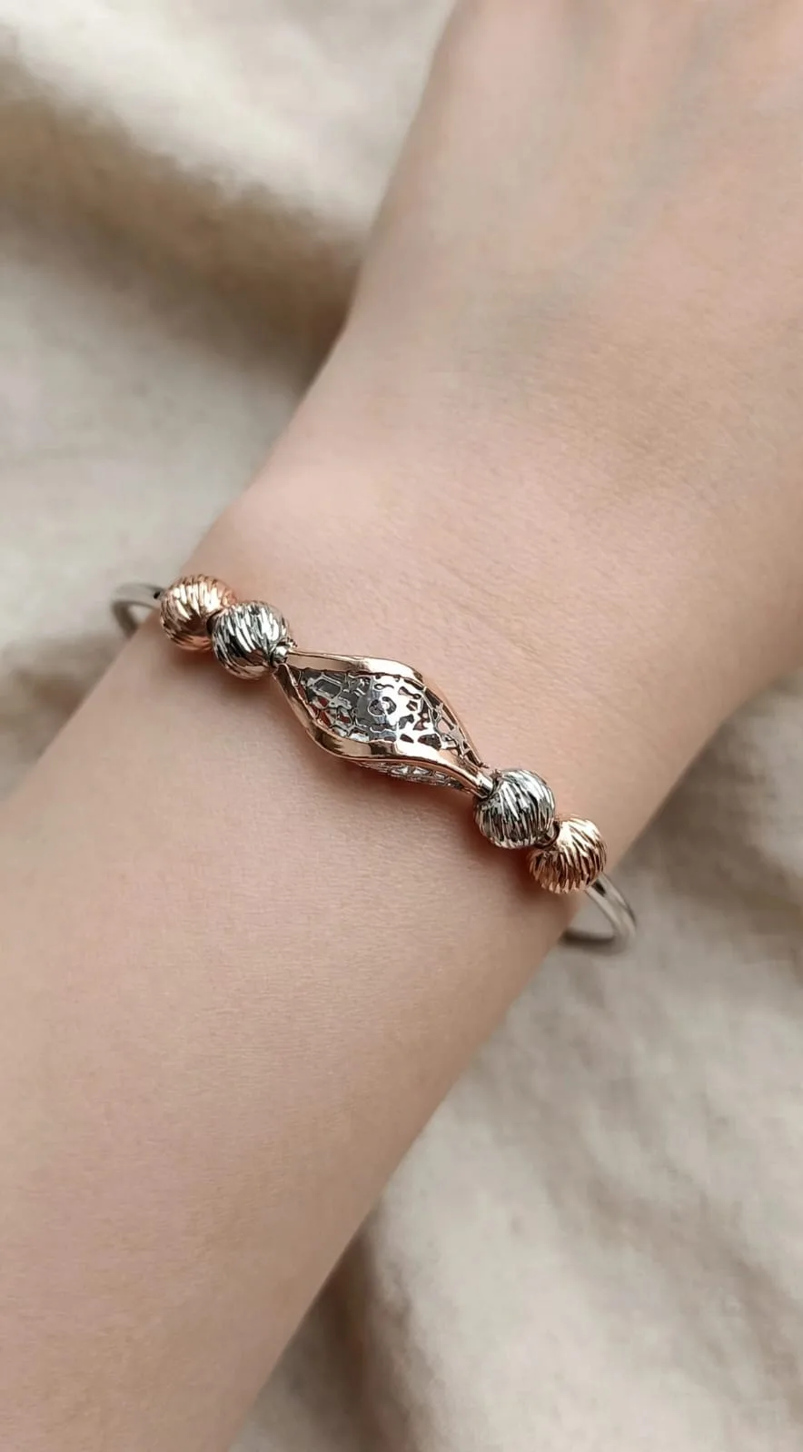 Two-Tone Filigree Marquise Bracelet