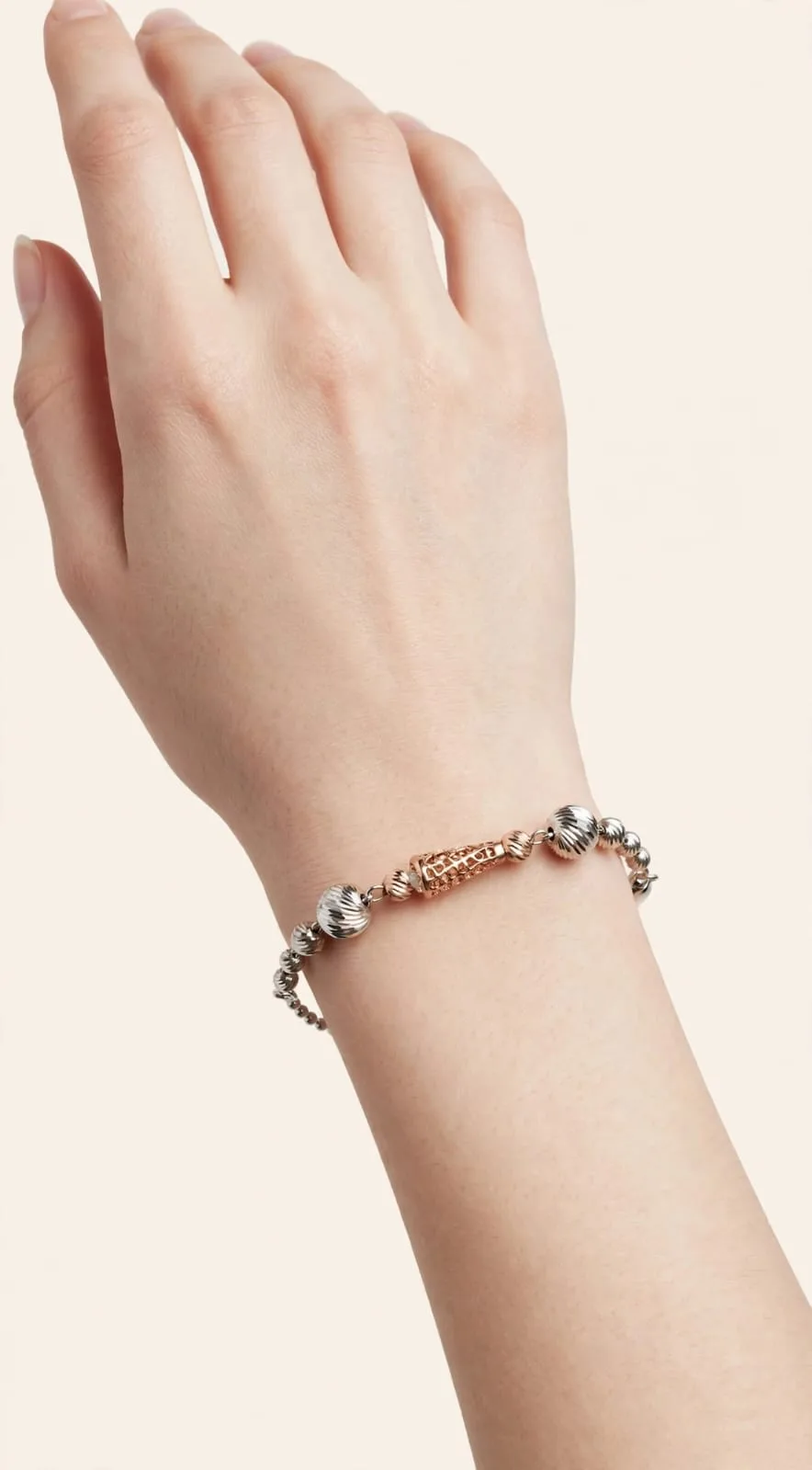 Two-Tone Filigree Tube Bead Bracelet