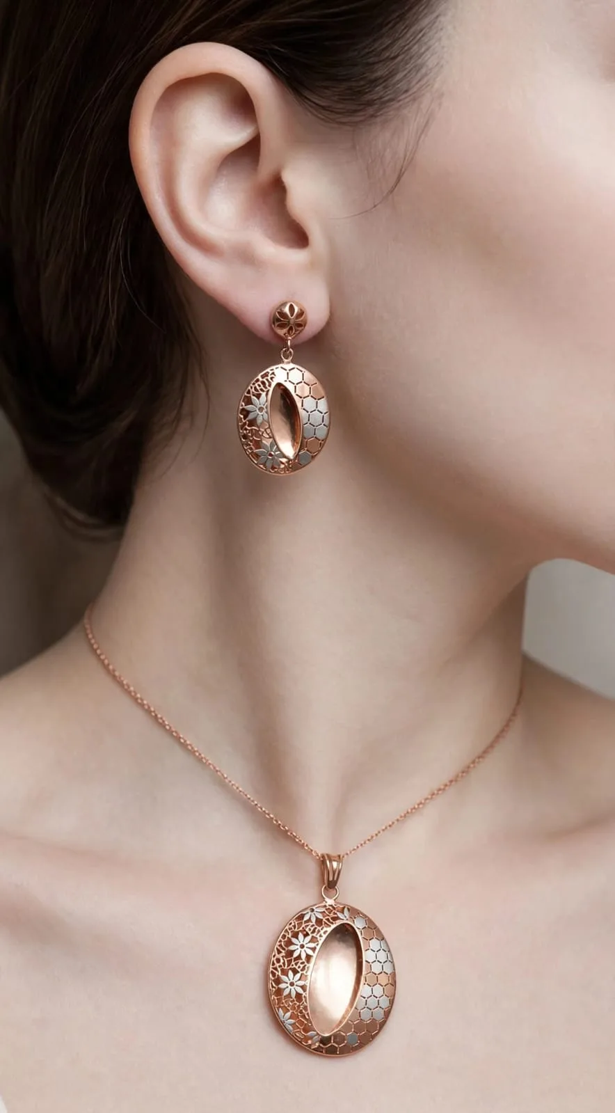 Oval Window Pendant & Earring Set