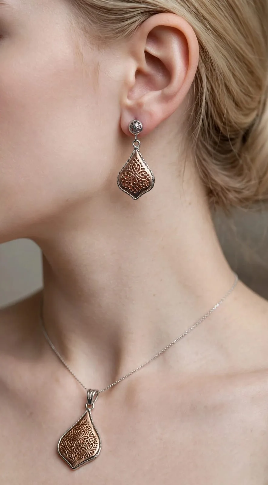 Ogee Drop Pendant & Earring Set