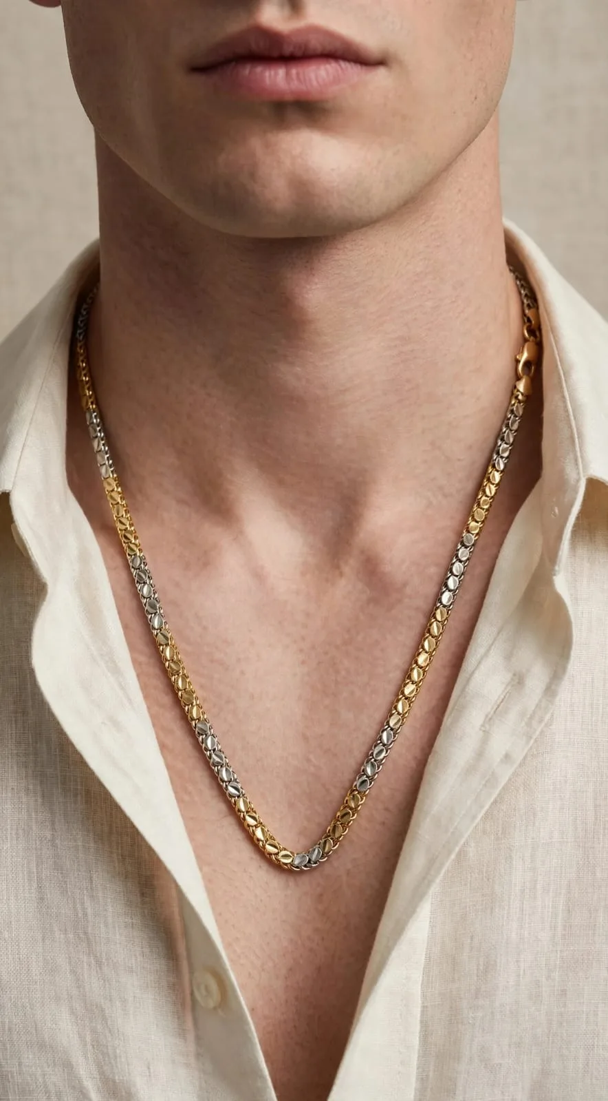 Men's Two-Tone Diamond-Cut Chain